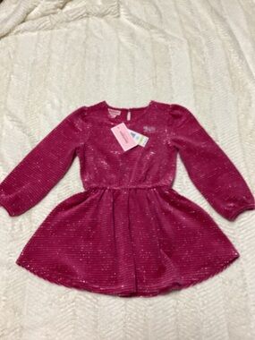 ToddlerGirls Beauty Juicy Couture Sz 4T NWT Hot Pink Silver Glitter Velour Dress